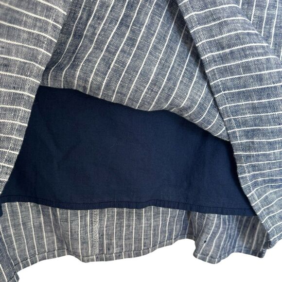 Quince European Linen Tank Mini Dress Size Small Chambray Striped Blue Pockets - Picture 7 of 12